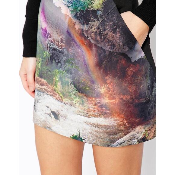 NEW Ted Baker London Silloh Rainbow Waterfall Mini Skirt Size 3 or Size 8 Medium - Picture 2 of 12